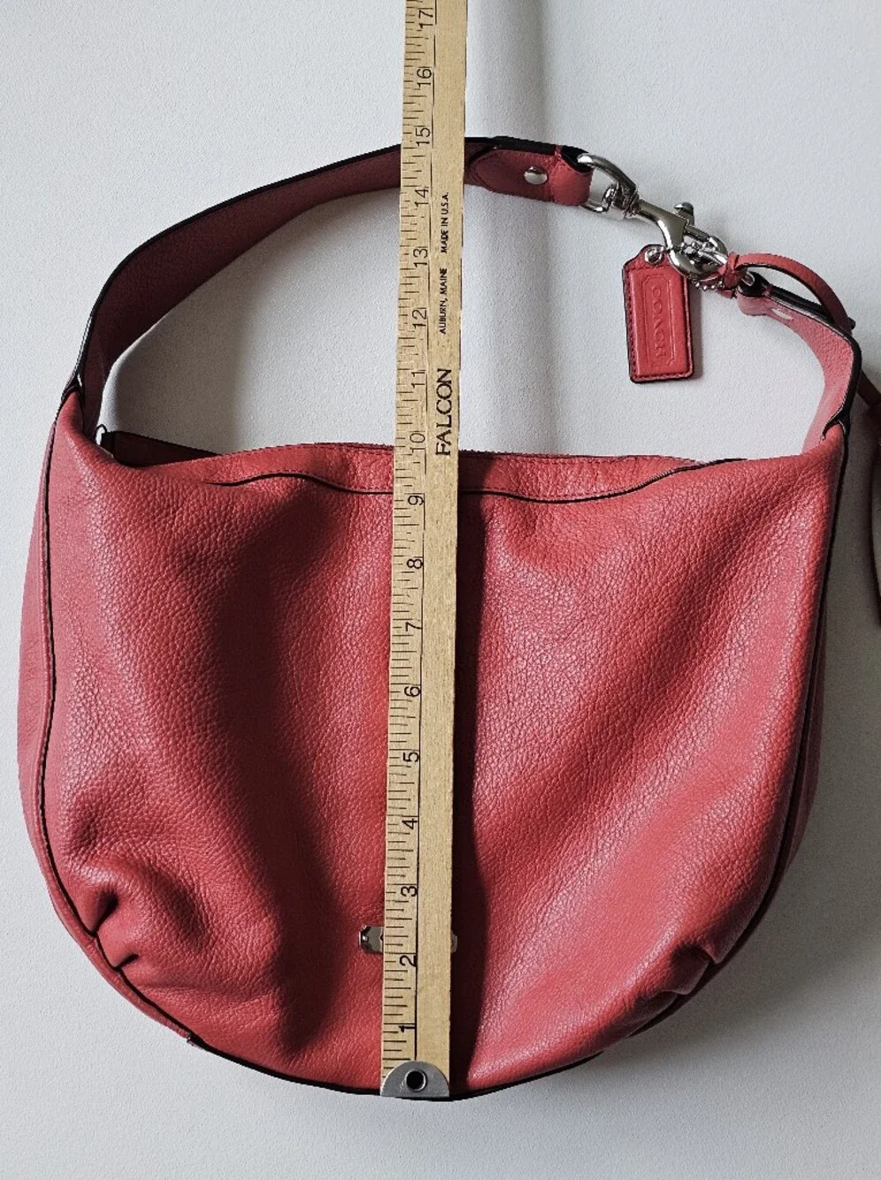 Coach Avery F23960 Coral Pebbled Leather Medium Hobo Shoulder Bag Tassel Hangtag